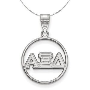 Sterling Silver Alpha Xi Delta Medium Circle Greek Necklace - 24 Inch